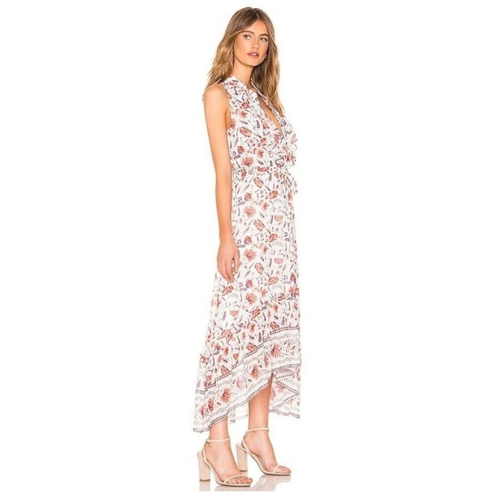 Misa Audra Maxi Dress Womens Small Ivory Red Multi Floral Sleeveless Coquette